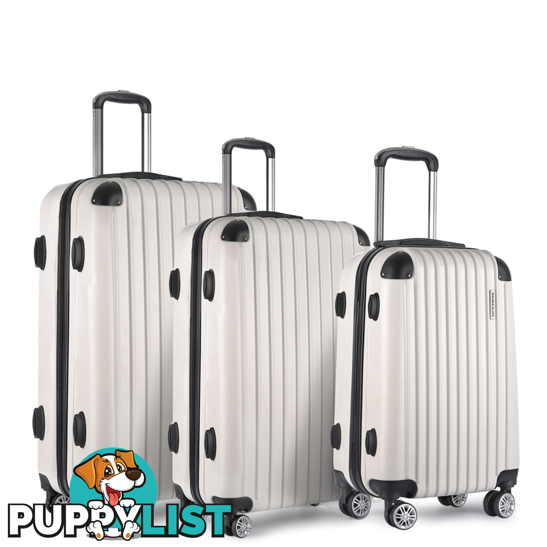 Set of 3 Hard Shell Travel Luggage with TSA Lock - White