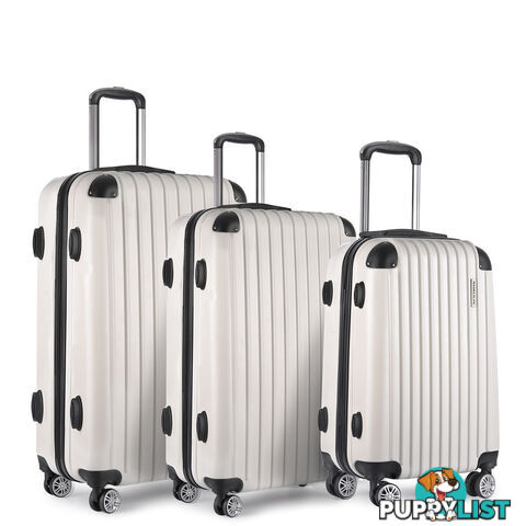 Set of 3 Hard Shell Travel Luggage with TSA Lock - White