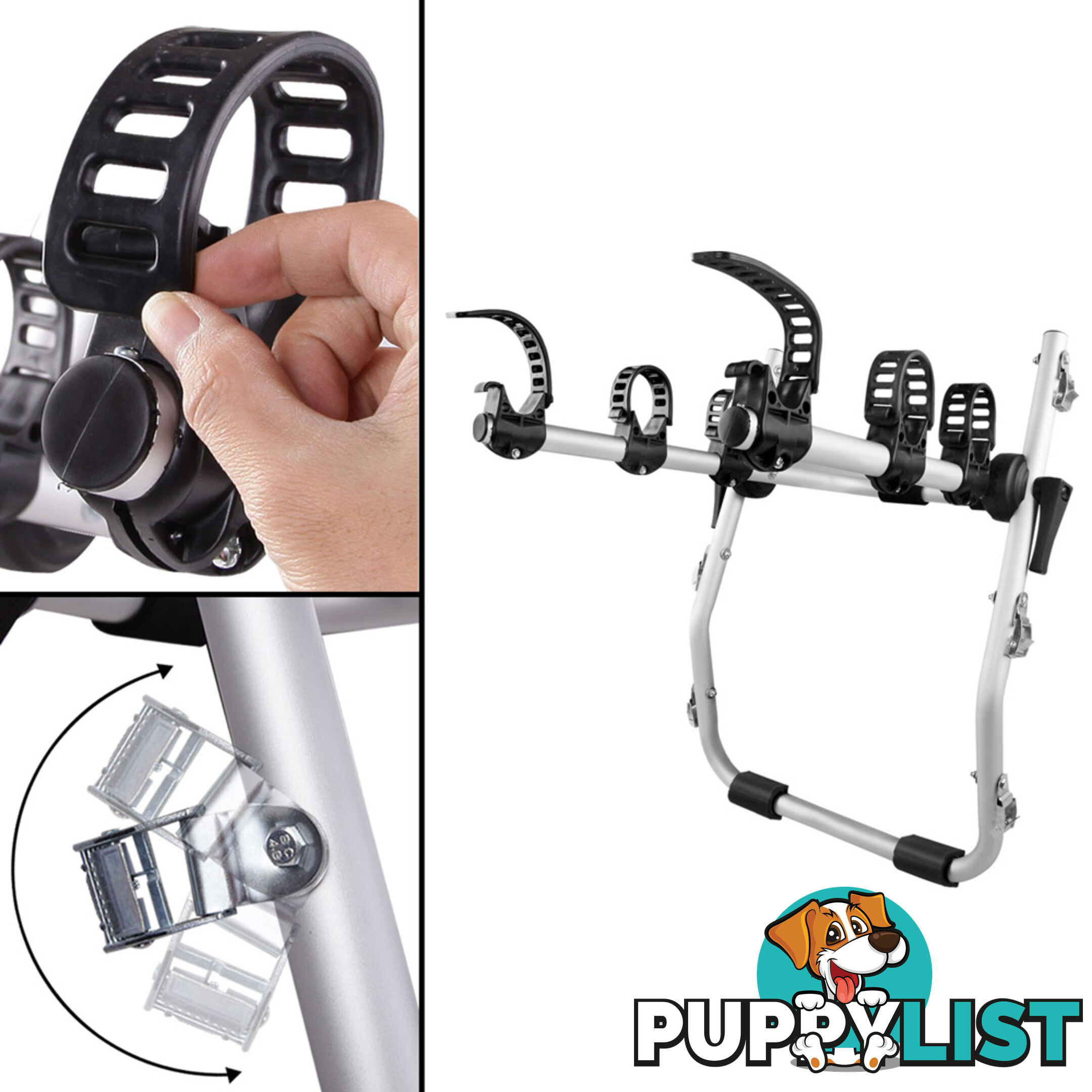 Foldable Aluminium Strap-On 3 Bicycle Bike Rack Carrier