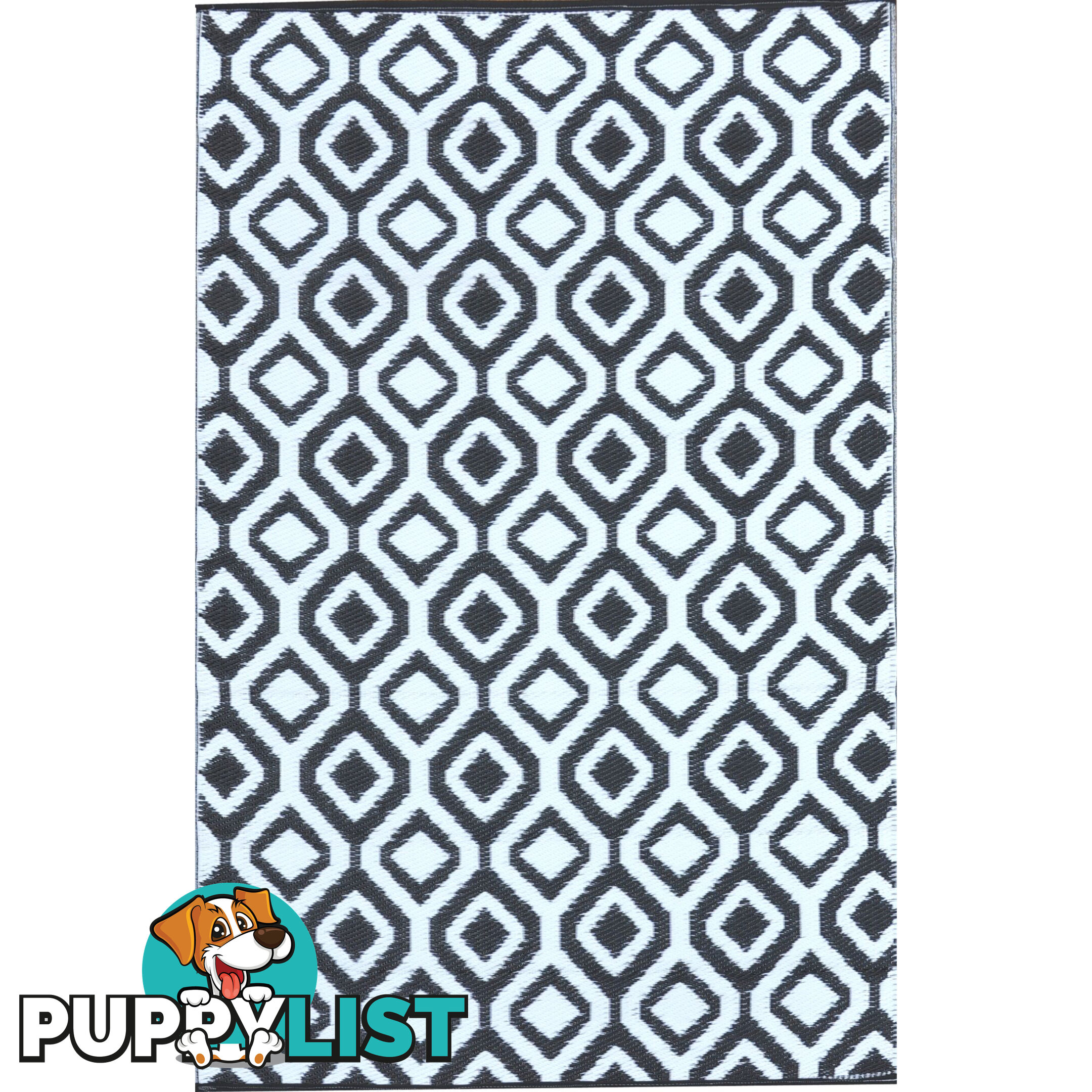 Honeycomb Reversable Rug Balck & White 120x180cm