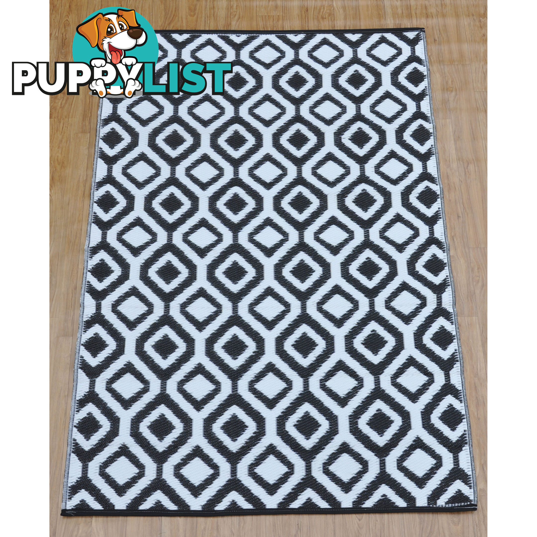 Honeycomb Reversable Rug Balck & White 120x180cm