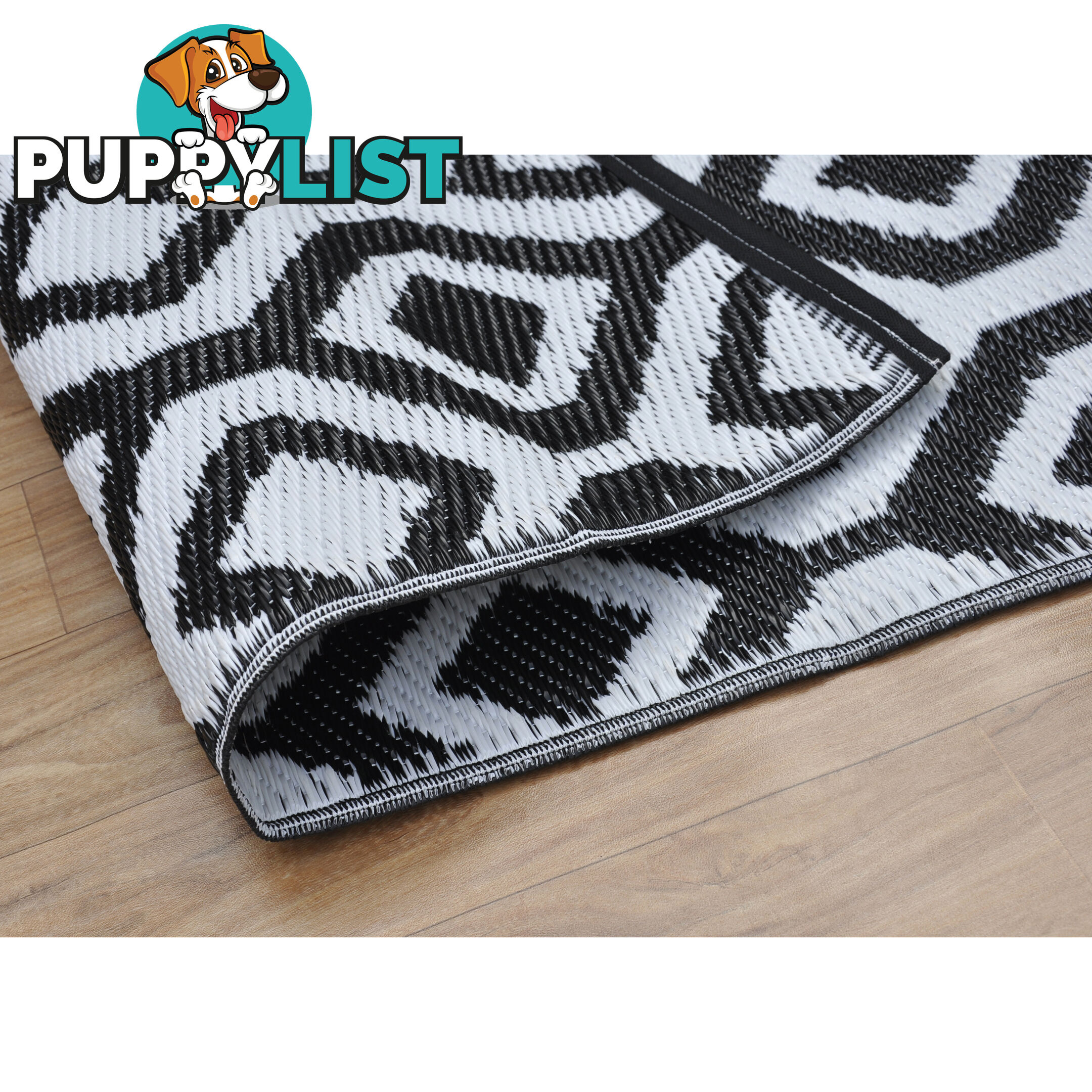 Honeycomb Reversable Rug Balck & White 120x180cm