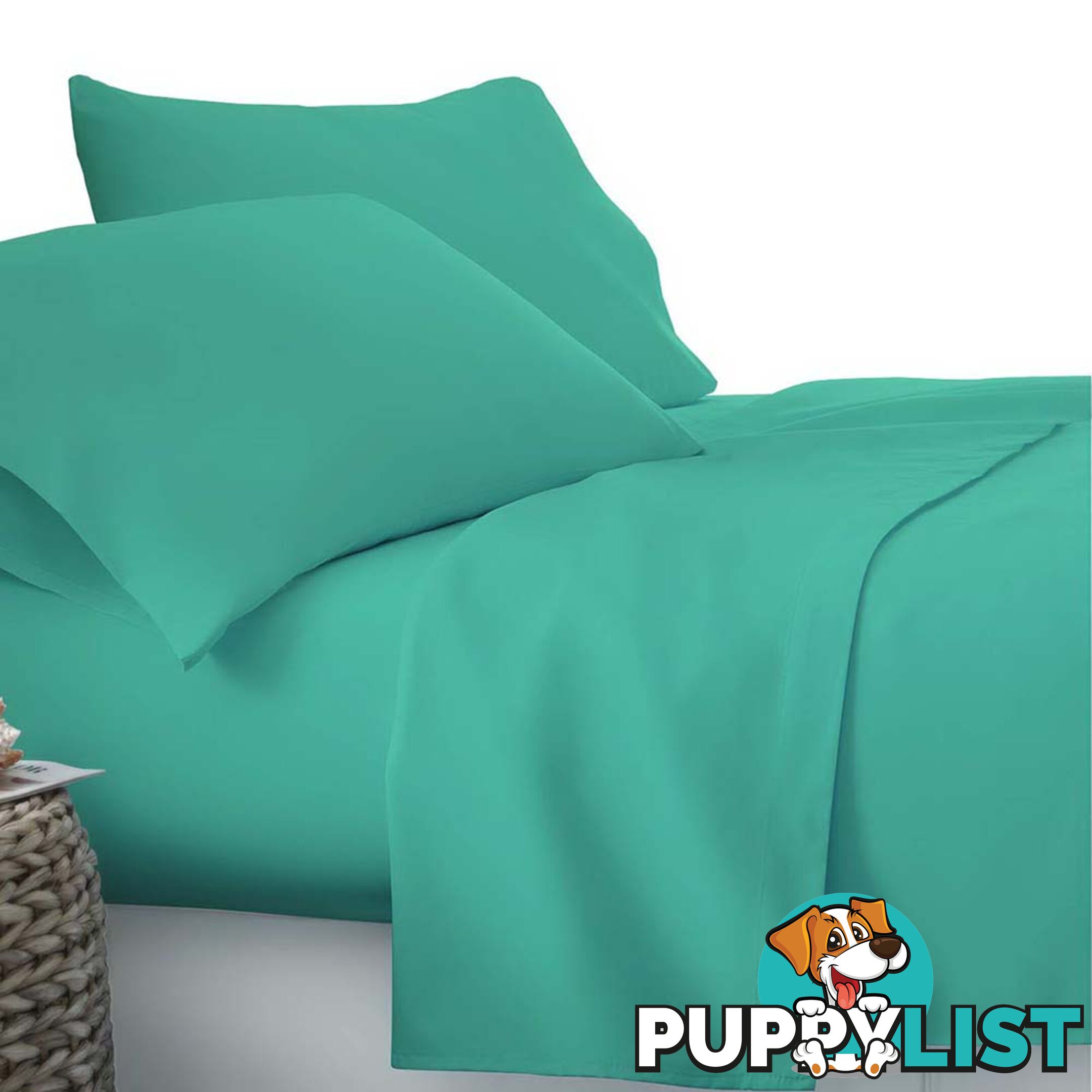 4 Piece Microfibre Sheet Set Double_ Aqua