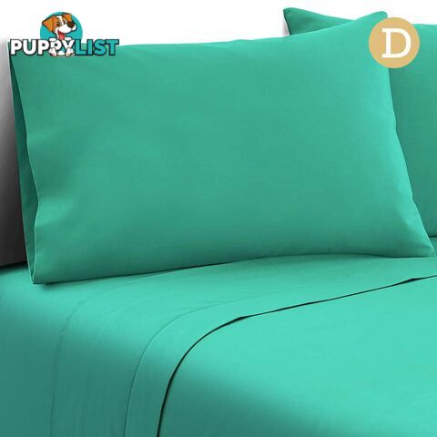 4 Piece Microfibre Sheet Set Double_ Aqua