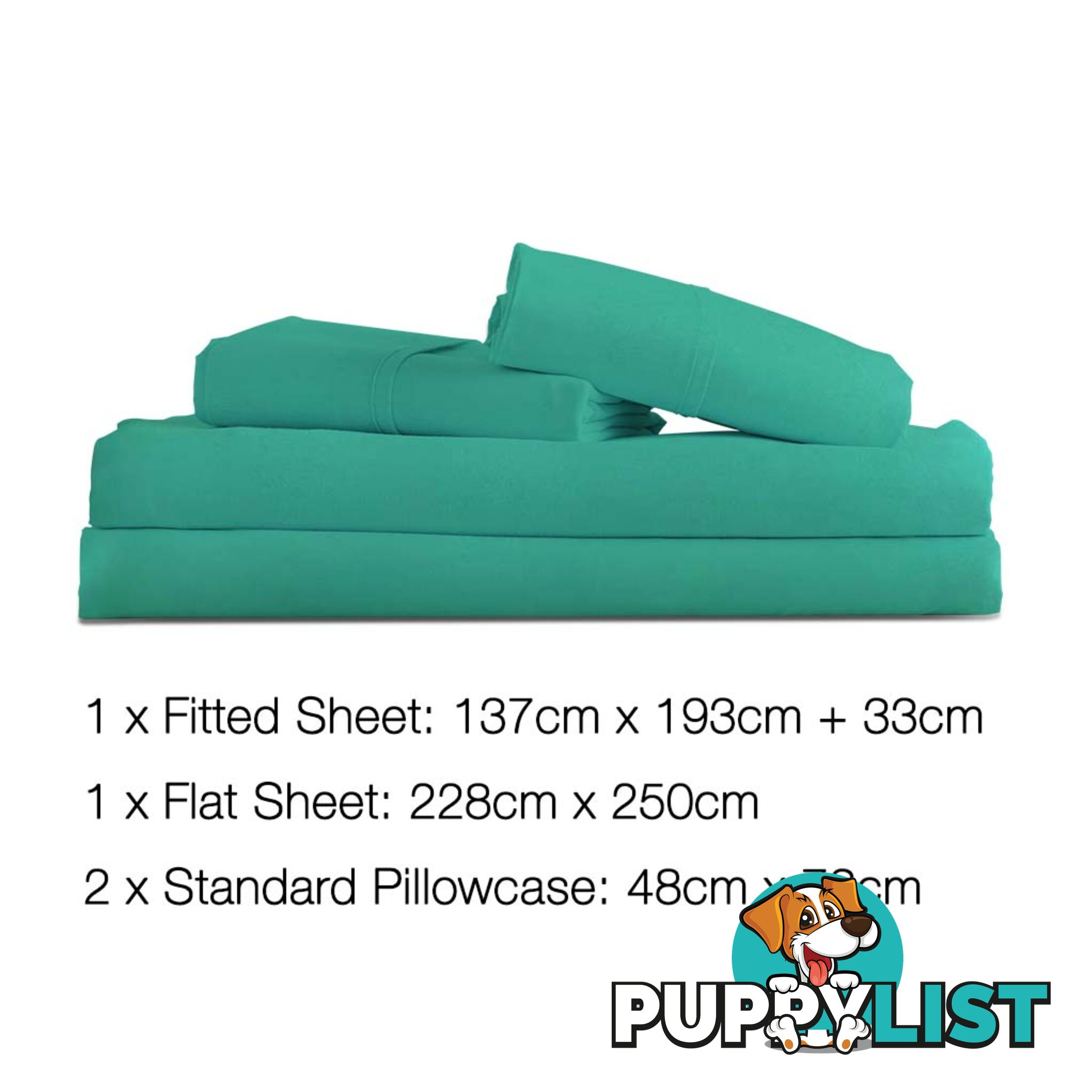 4 Piece Microfibre Sheet Set Double_ Aqua