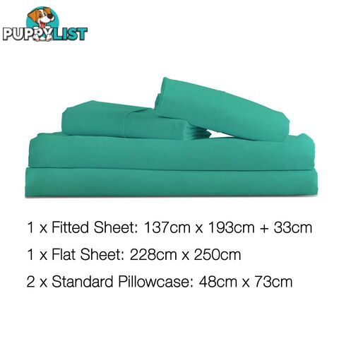 4 Piece Microfibre Sheet Set Double_ Aqua