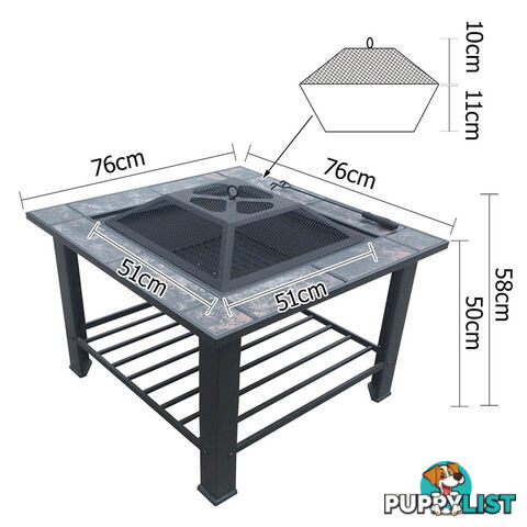 Outdoor Fire Pit BBQ Table Grill Fireplace w/ Table Lid