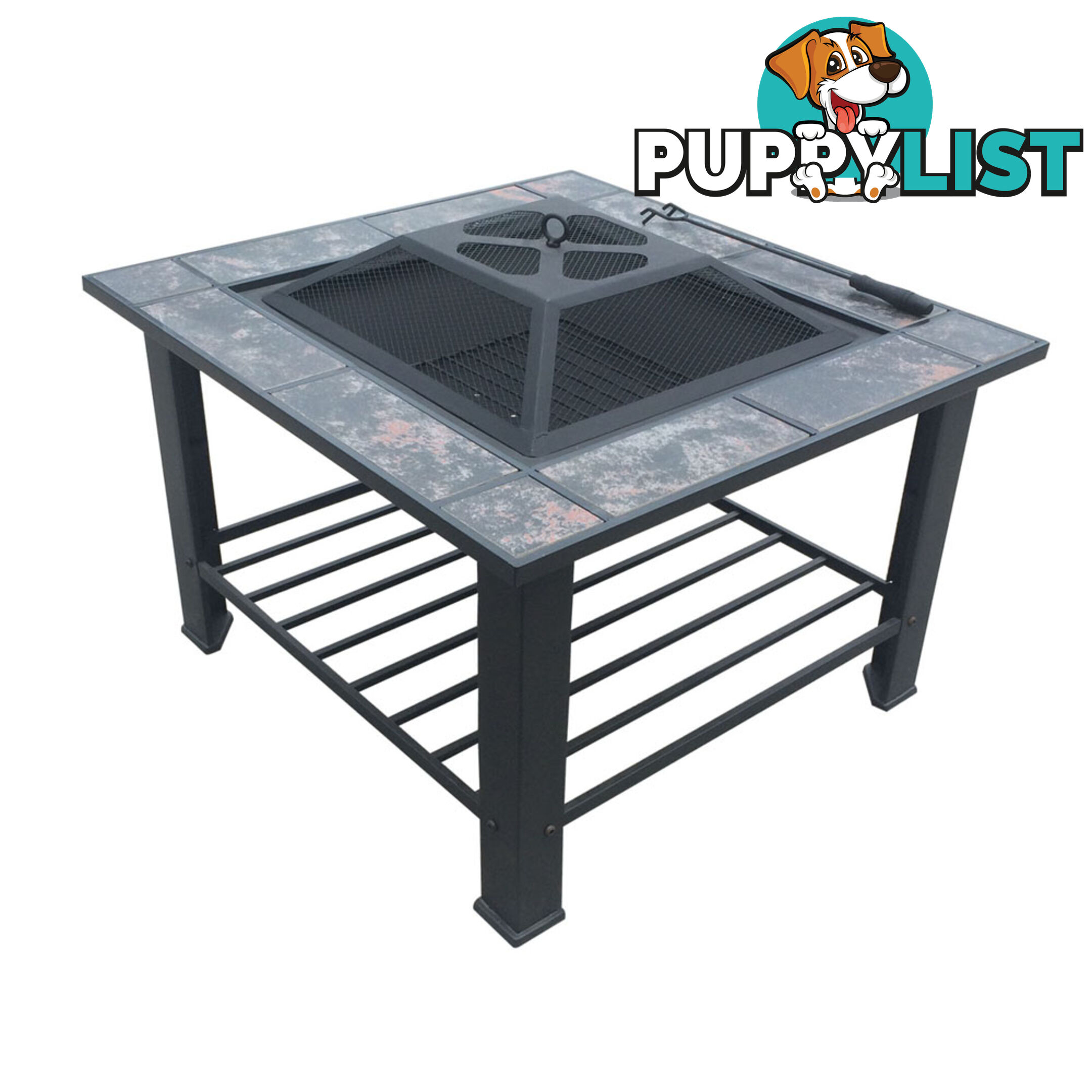 Outdoor Fire Pit BBQ Table Grill Fireplace w/ Table Lid