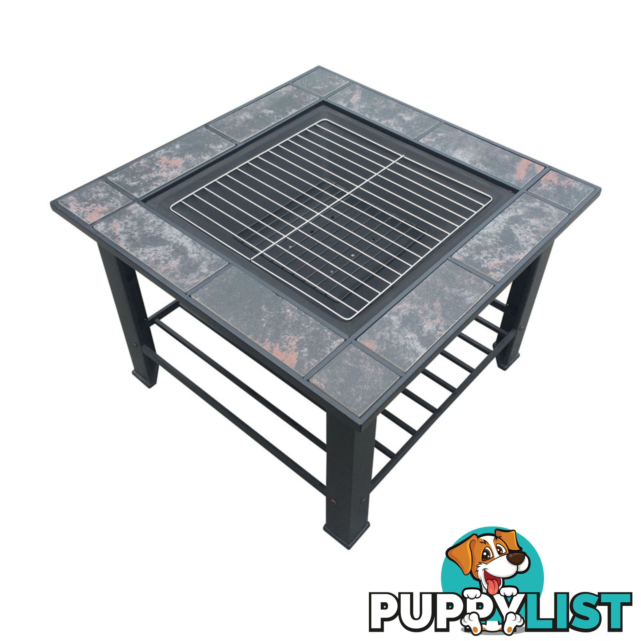 Outdoor Fire Pit BBQ Table Grill Fireplace w/ Table Lid