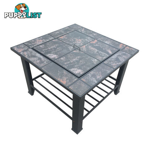 Outdoor Fire Pit BBQ Table Grill Fireplace w/ Table Lid