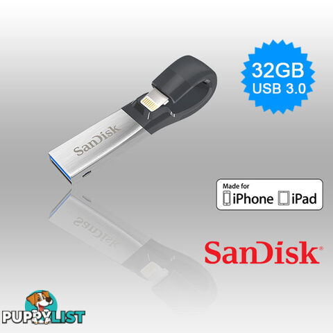 SANDISK IXPAND FLASH DRIVE SDIX30N 32GB GREY IOS USB 3.0  (SDIX30N-032G)