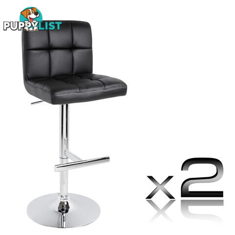 Set of 2 PU Leather Kitchen Bar Stool Black