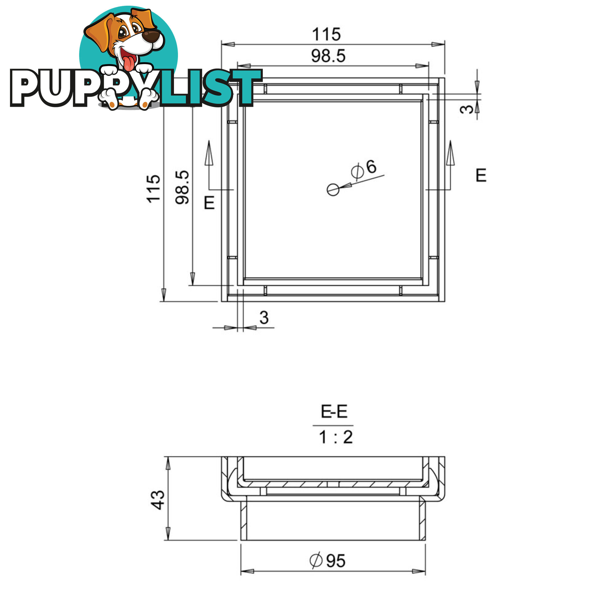 Square Stainless Steel Shower Grate Drain Floor Bathroom 95mm Depth