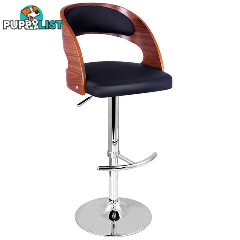 PU Leather Wooden Kitchen Bar Stool Padded Seat Black