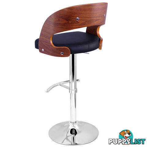 PU Leather Wooden Kitchen Bar Stool Padded Seat Black