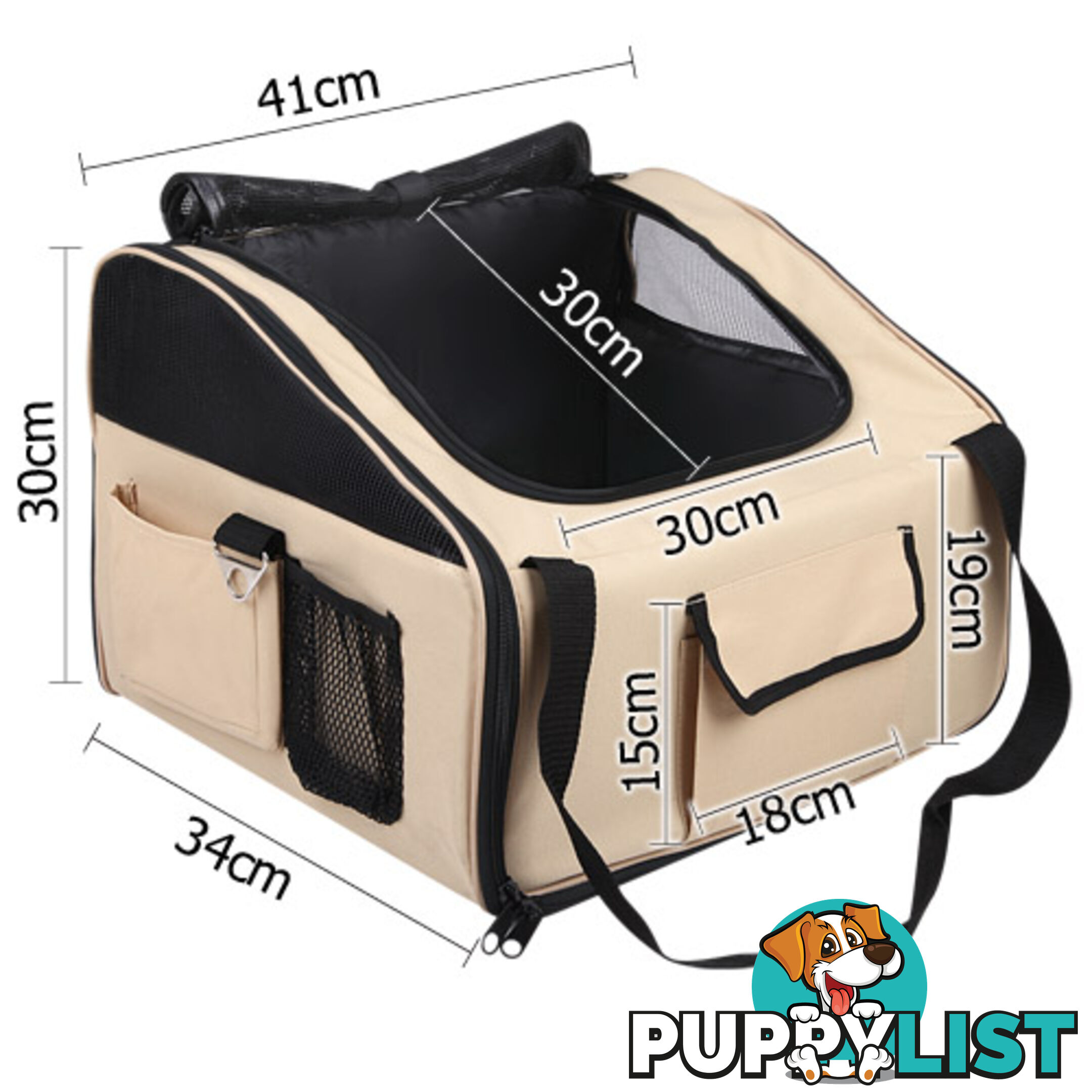 Pet Dog Cat Car Seat Carrier Travel Bag Large Beige