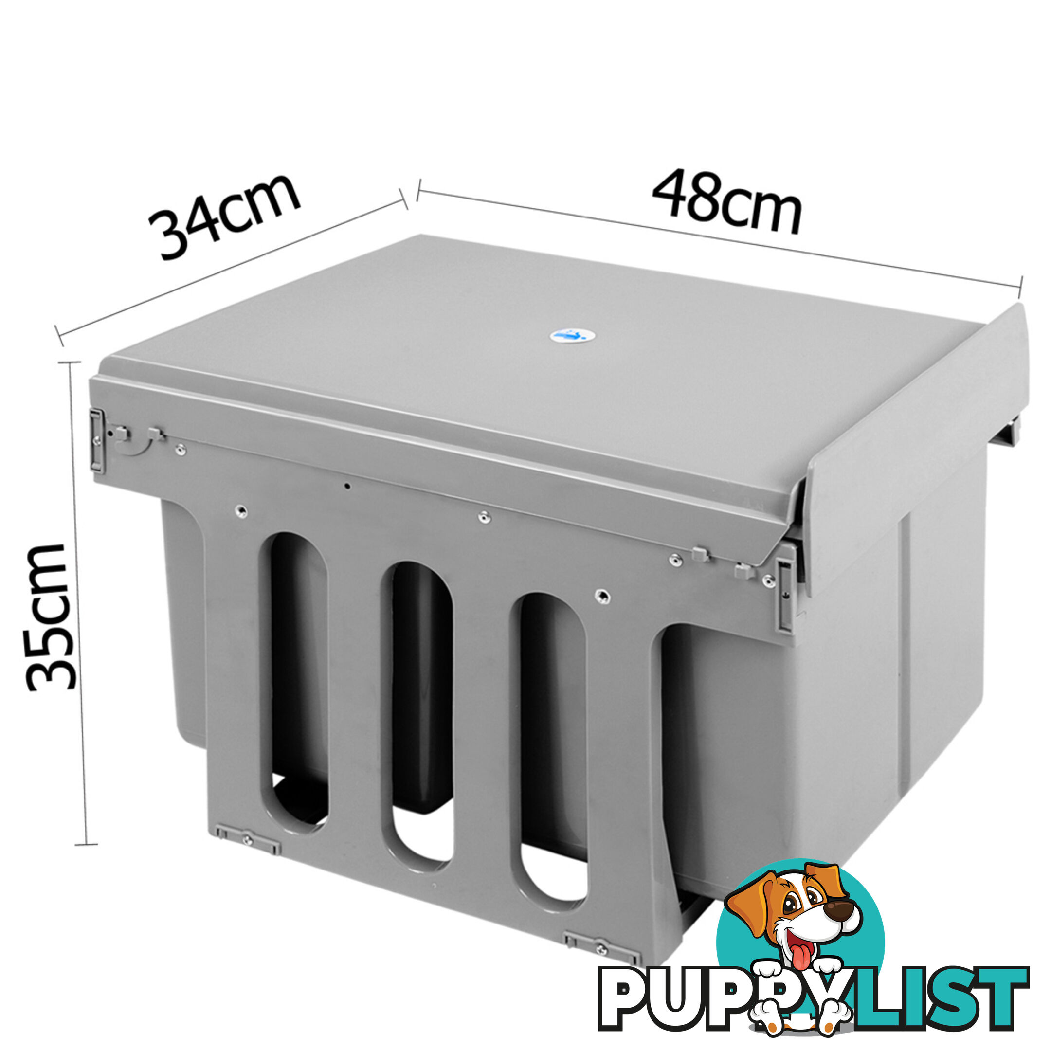 Duel Side Pull Out Rubbish Waste Basket 2 x 15L