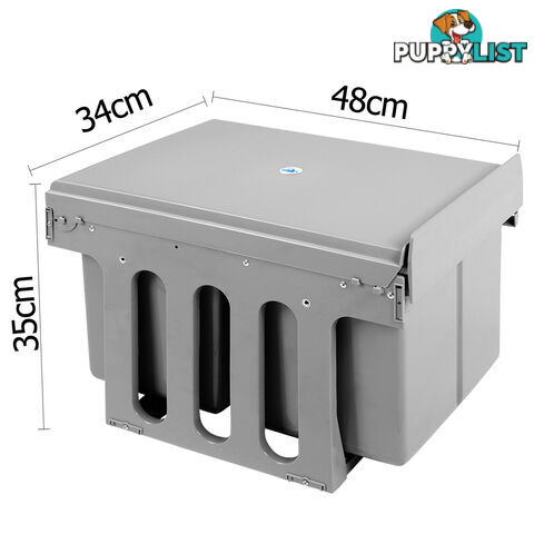 Duel Side Pull Out Rubbish Waste Basket 2 x 15L