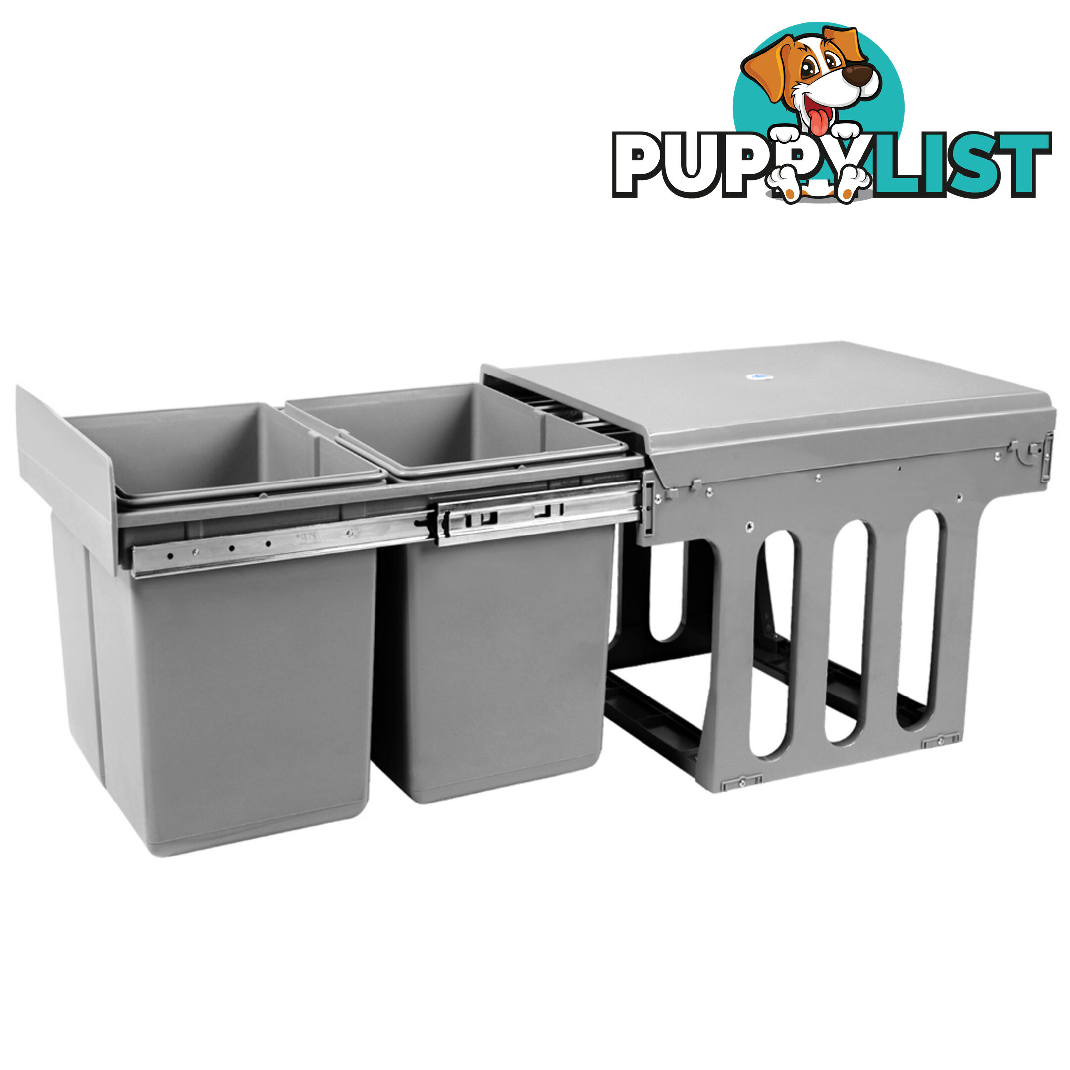 Duel Side Pull Out Rubbish Waste Basket 2 x 15L