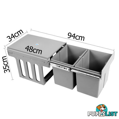 Duel Side Pull Out Rubbish Waste Basket 2 x 15L