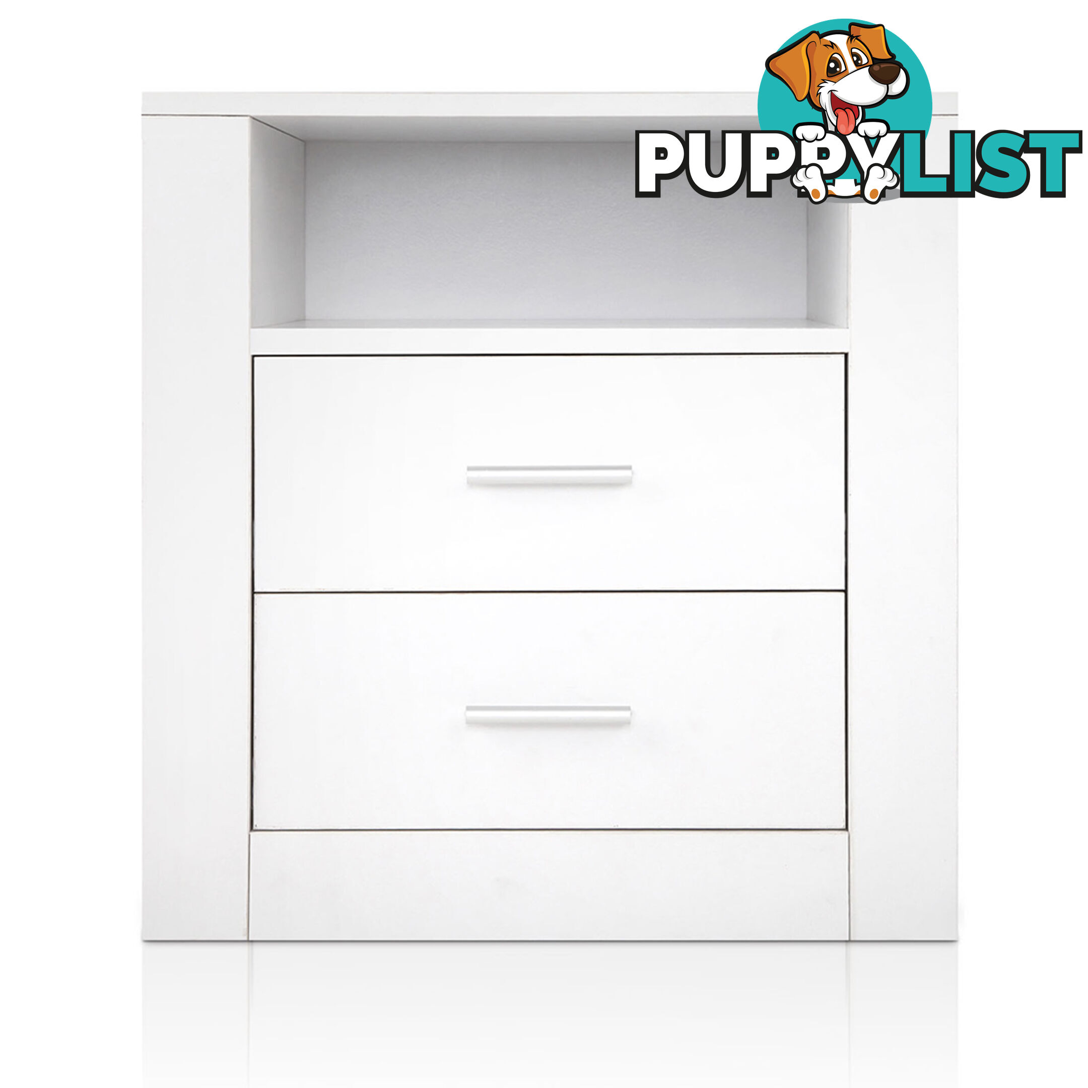 Anti-Scratch Bedside Table 2 Drawers - White