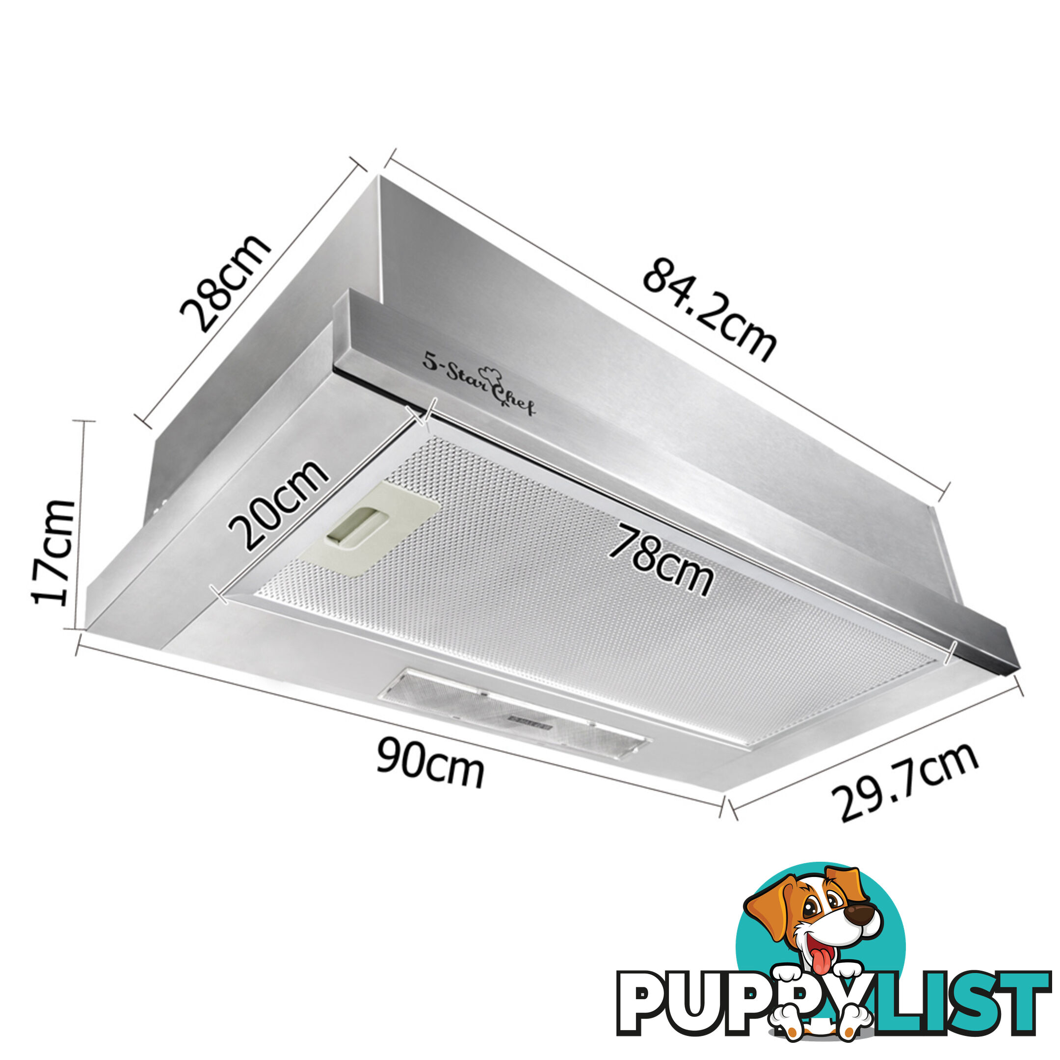 5 Star Chef Sliding 90cm Range Hood