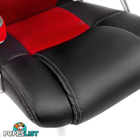 PU Leather & Mesh Racing Style Office Chair - Red