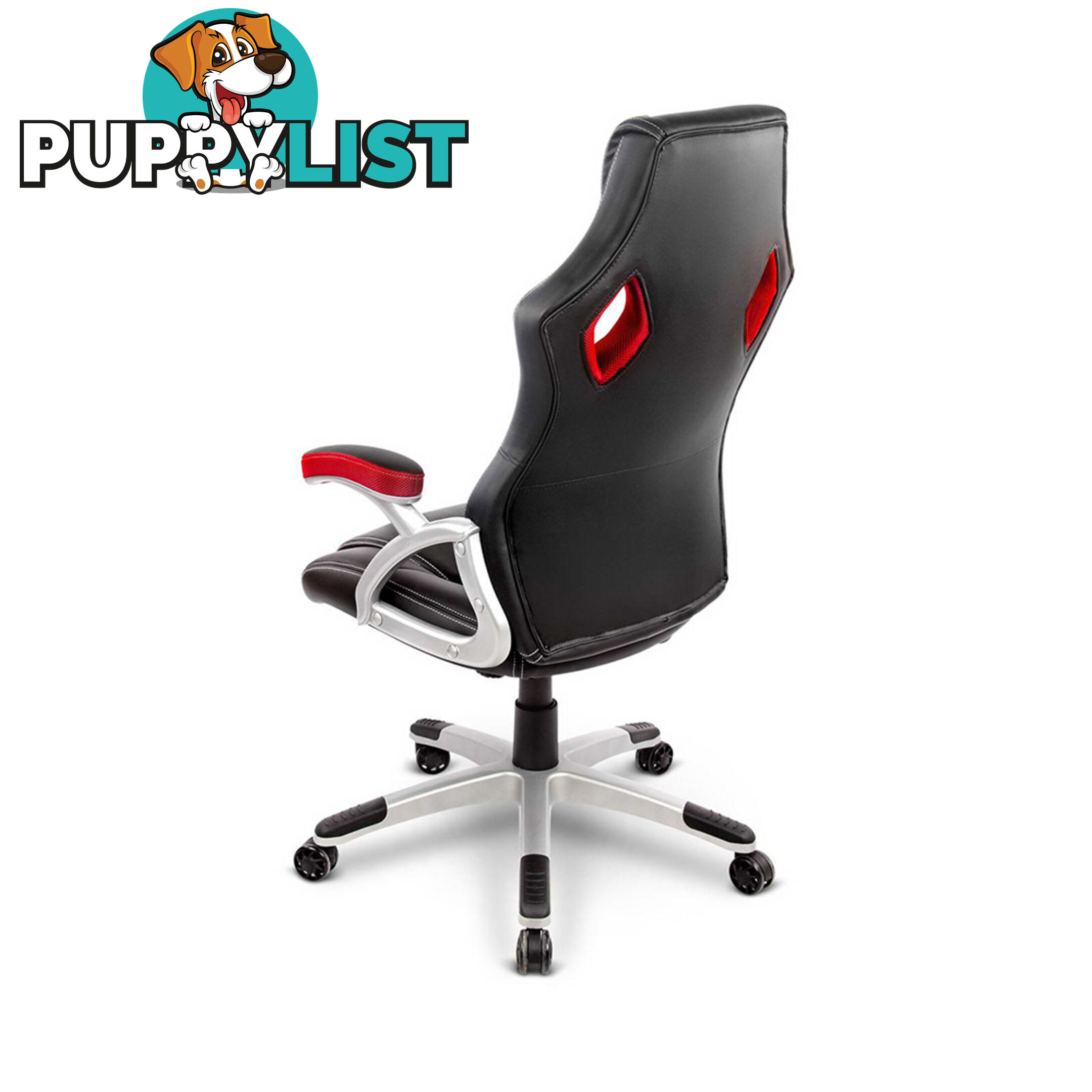 PU Leather & Mesh Racing Style Office Chair - Red