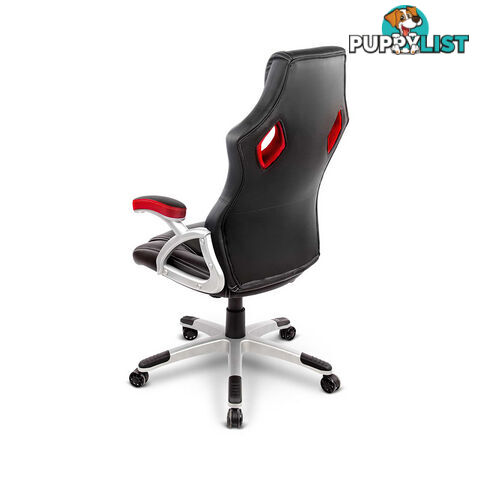 PU Leather & Mesh Racing Style Office Chair - Red