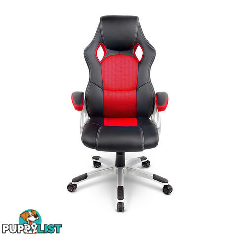 PU Leather & Mesh Racing Style Office Chair - Red