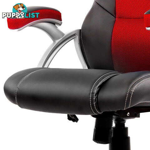 PU Leather & Mesh Racing Style Office Chair - Red