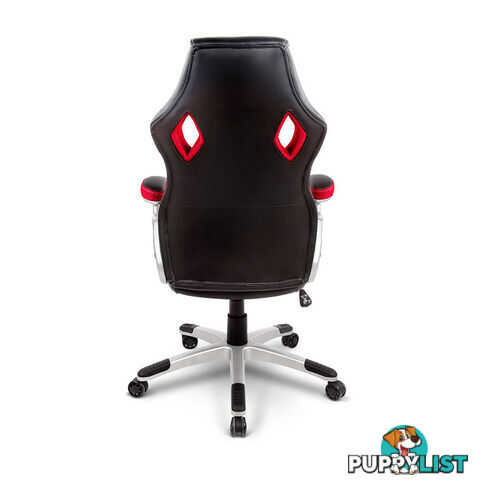 PU Leather & Mesh Racing Style Office Chair - Red