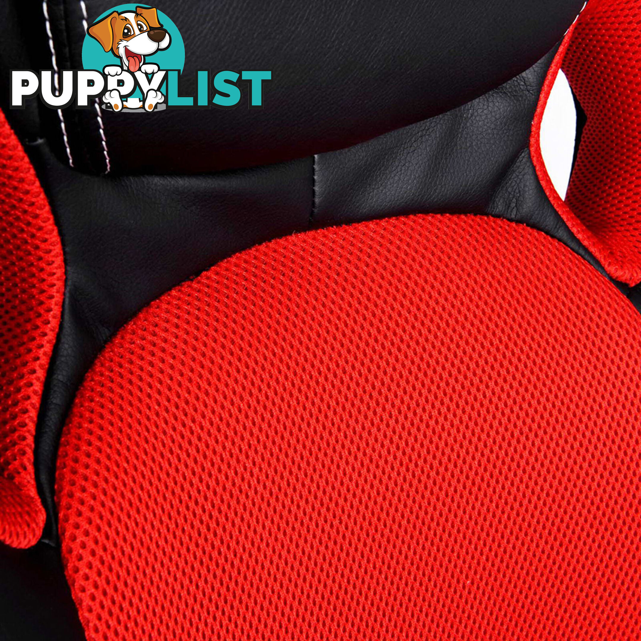 PU Leather & Mesh Racing Style Office Chair - Red