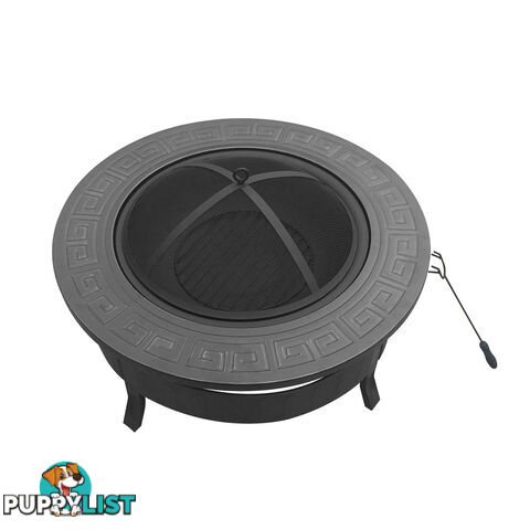 Outdoor Fire Pit BBQ Table Grill Fireplace Round