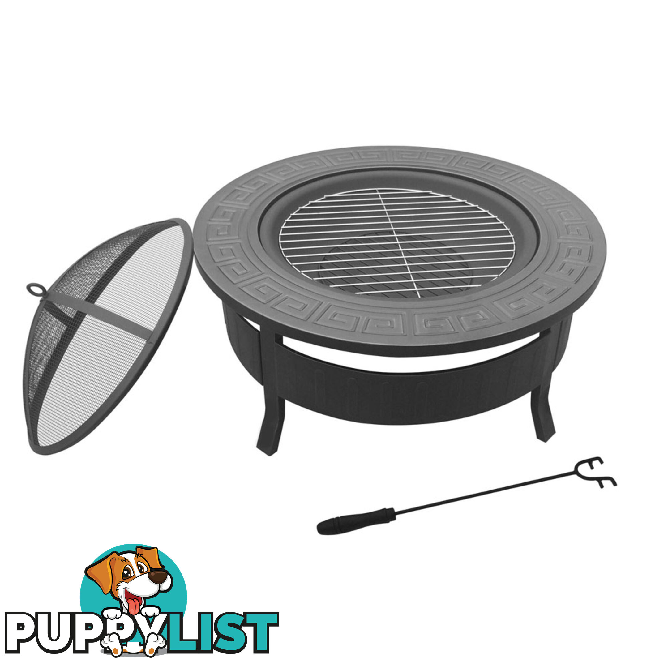 Outdoor Fire Pit BBQ Table Grill Fireplace Round