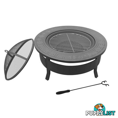 Outdoor Fire Pit BBQ Table Grill Fireplace Round