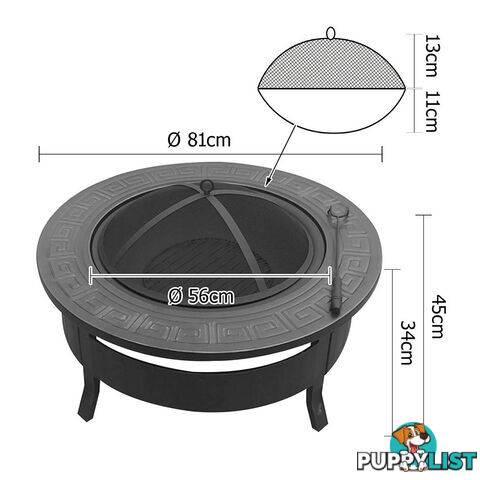 Outdoor Fire Pit BBQ Table Grill Fireplace Round