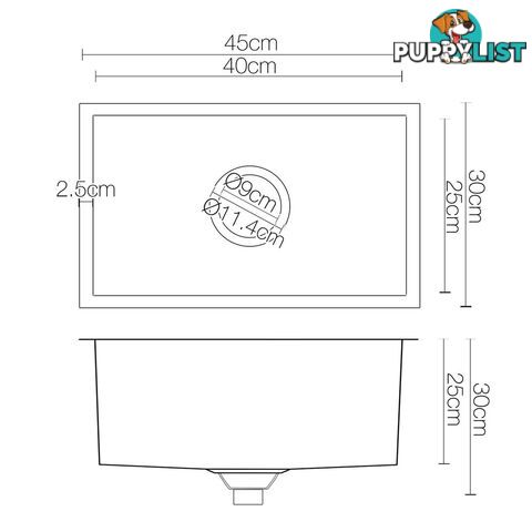 Stainless Steel Kitchen Laundry Sink with Strainer Waste 450 x 300mm