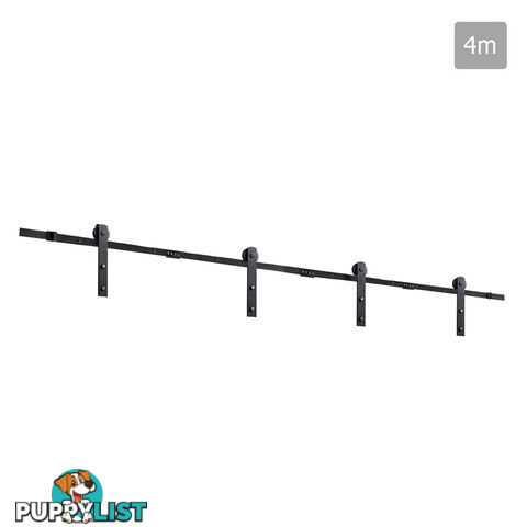 Sliding Barn Door Hardware Track Set Matte Powder Coat Steel Black - 4M