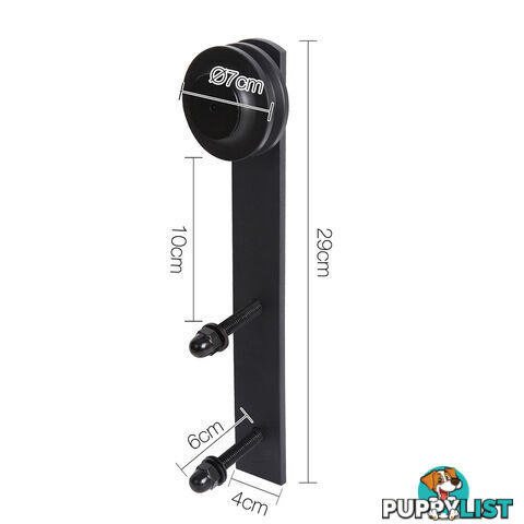 Sliding Barn Door Hardware Track Set Matte Powder Coat Steel Black - 4M