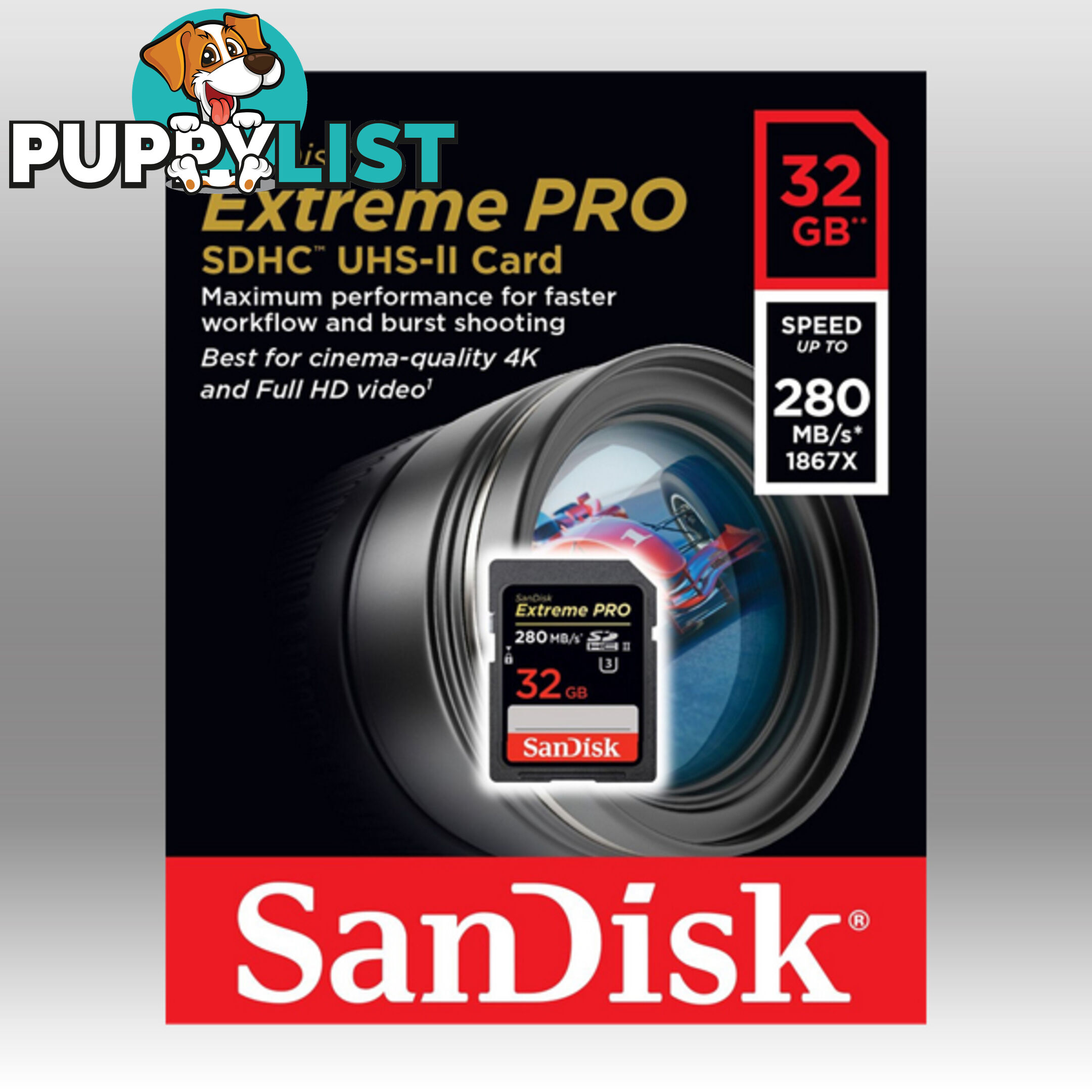 SanDisk 32GB Extreme Pro SD (SDHC) Card UHS-II 280MB/s