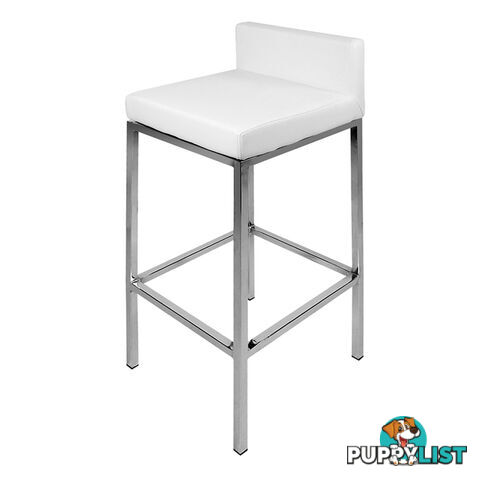 Set of 2 PU Leather Kitchen Bar Stool White