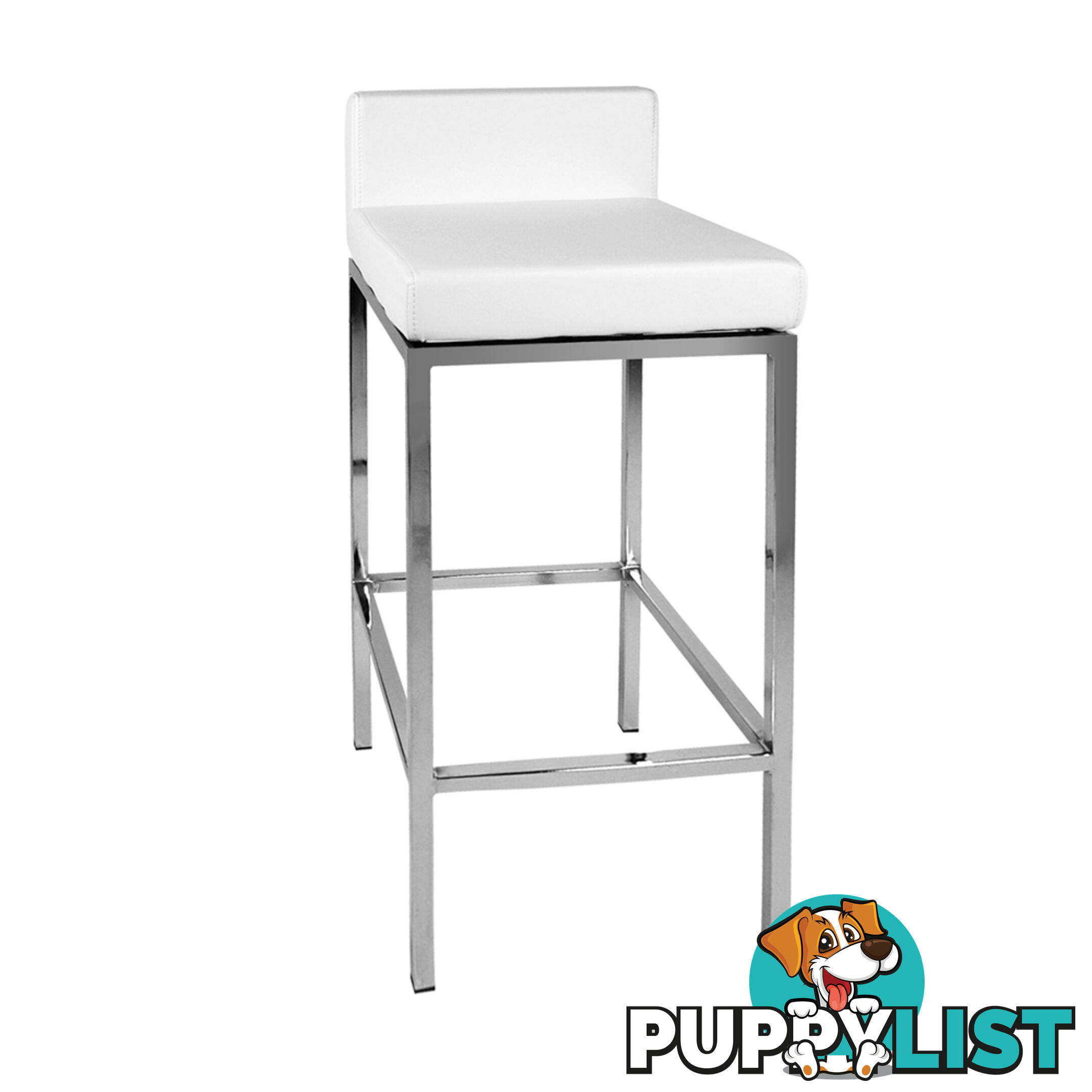 Set of 2 PU Leather Kitchen Bar Stool White