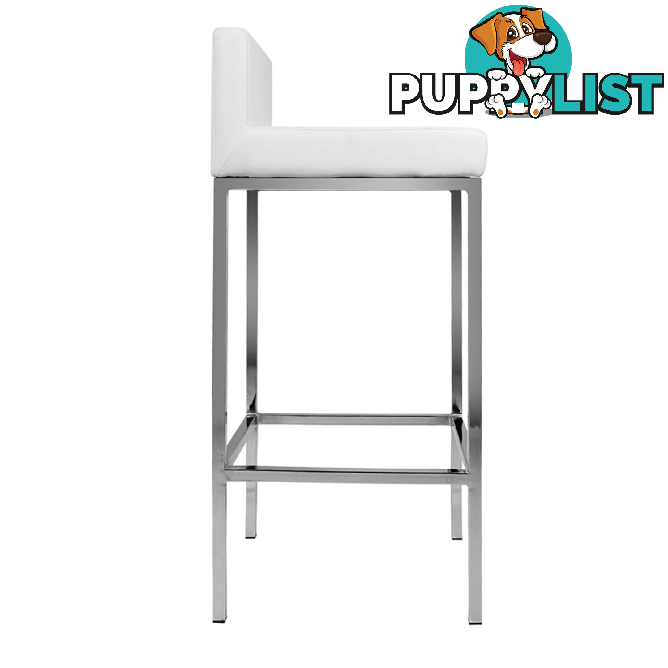 Set of 2 PU Leather Kitchen Bar Stool White