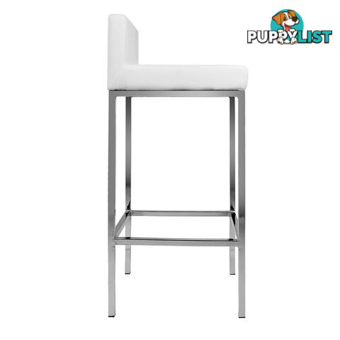 Set of 2 PU Leather Kitchen Bar Stool White