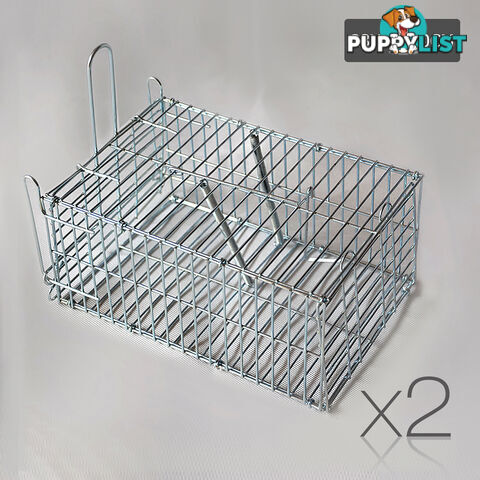 Set of 2 Humane Animal Trap Cage 23 x 15 x 10cm Silver