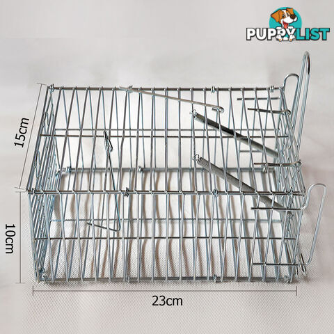 Set of 2 Humane Animal Trap Cage 23 x 15 x 10cm Silver