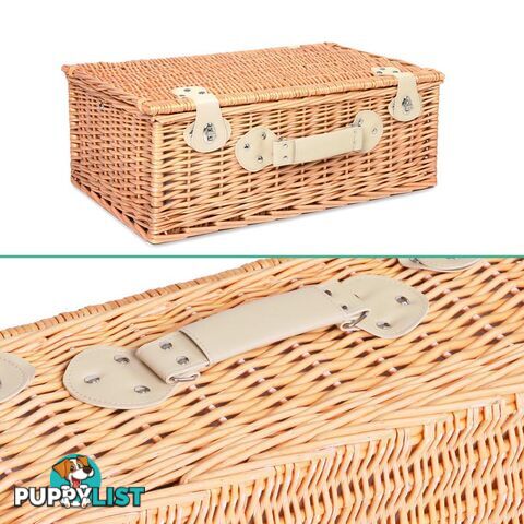 4 Person Picnic Basket Set with Cooler Bag Blanket - Navy