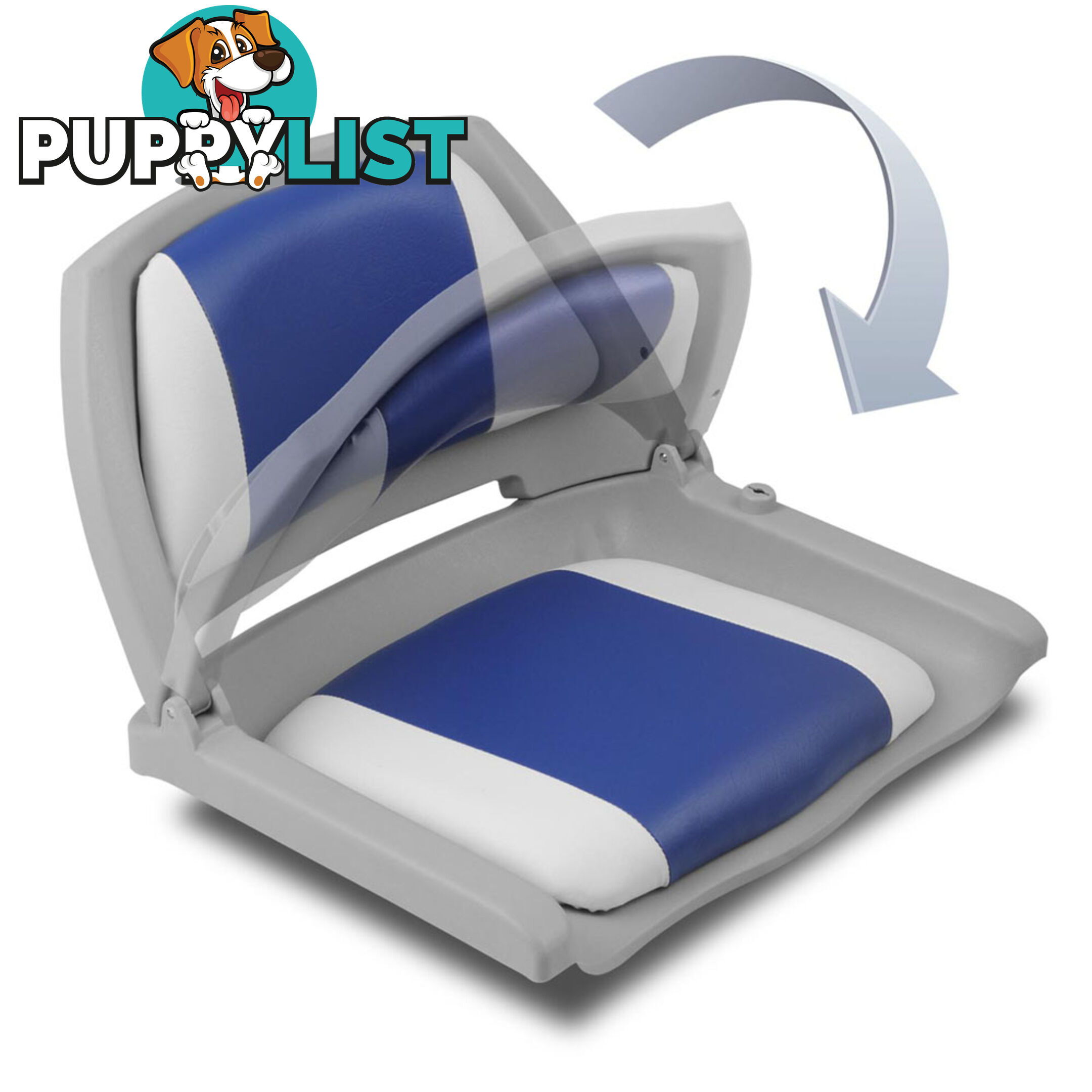 Set of 2 Swivel Folding Marine Boat Seats White Blue