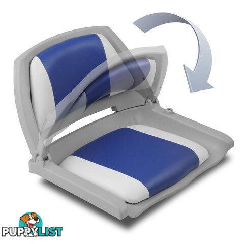 Set of 2 Swivel Folding Marine Boat Seats White Blue